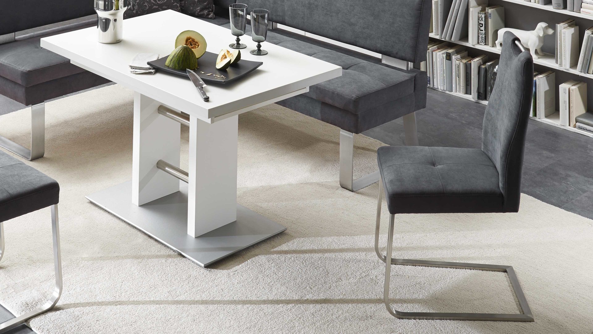 Schwingstuhl combinessa aus Stoff in Anthrazit Combinessa Genesis - Schwingstuhl anthrazitfarbene Mikrofaser 520-82 & Edelstahl