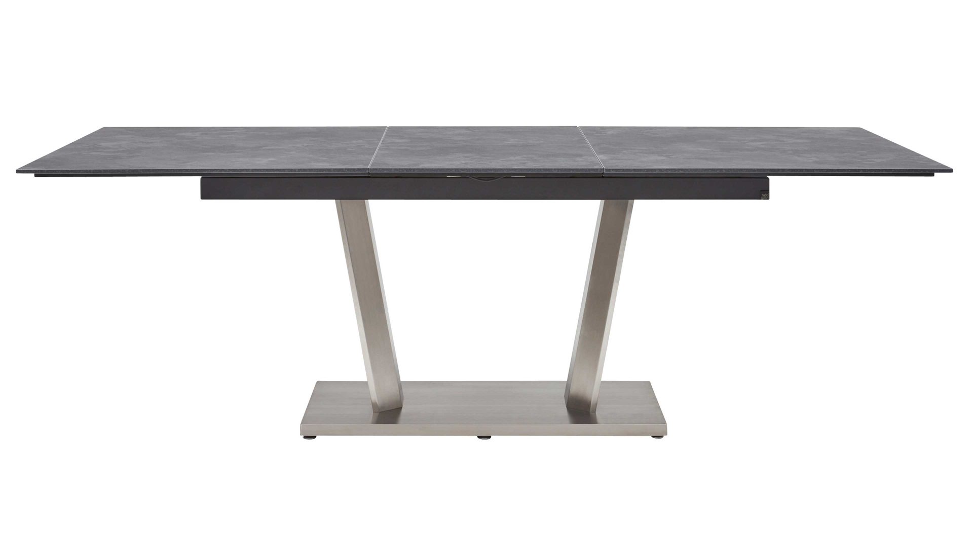 Auszugtisch Interliving aus Holz in Grau Interliving Esszimmer Serie 5104 – Auszugtisch terrafarbene Tischplatte & Edelstahlgestell – ca. 180-240 x 100 cm