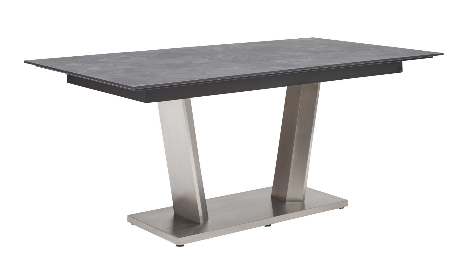 Auszugtisch Interliving aus Holz in Grau Interliving Esszimmer Serie 5104 – Auszugtisch terrafarbene Tischplatte & Edelstahlgestell – ca. 180-240 x 100 cm