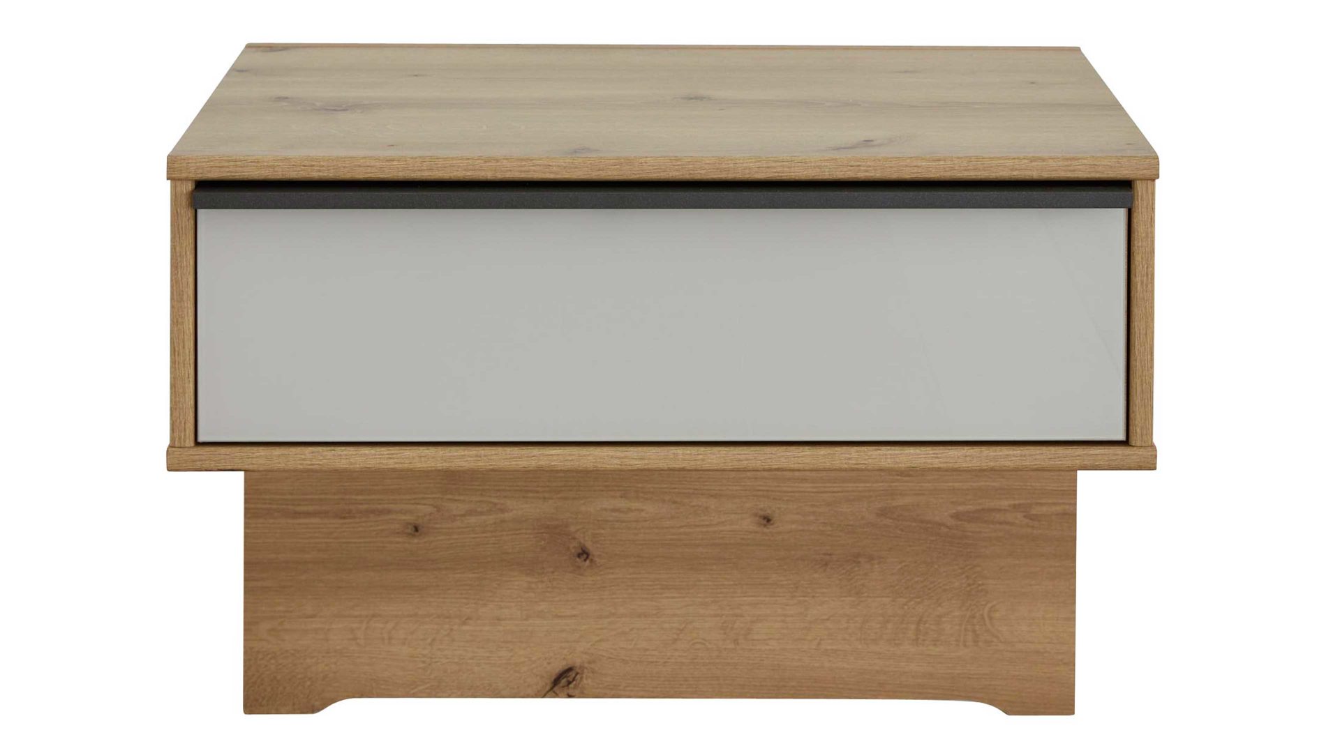 Nachtkommode Interliving aus Holz in Hellgrau Interliving Kleiderschrank Serie 1205 – Nachtkonsole 526 eine Schublade - Champagner & Eiche Bianco