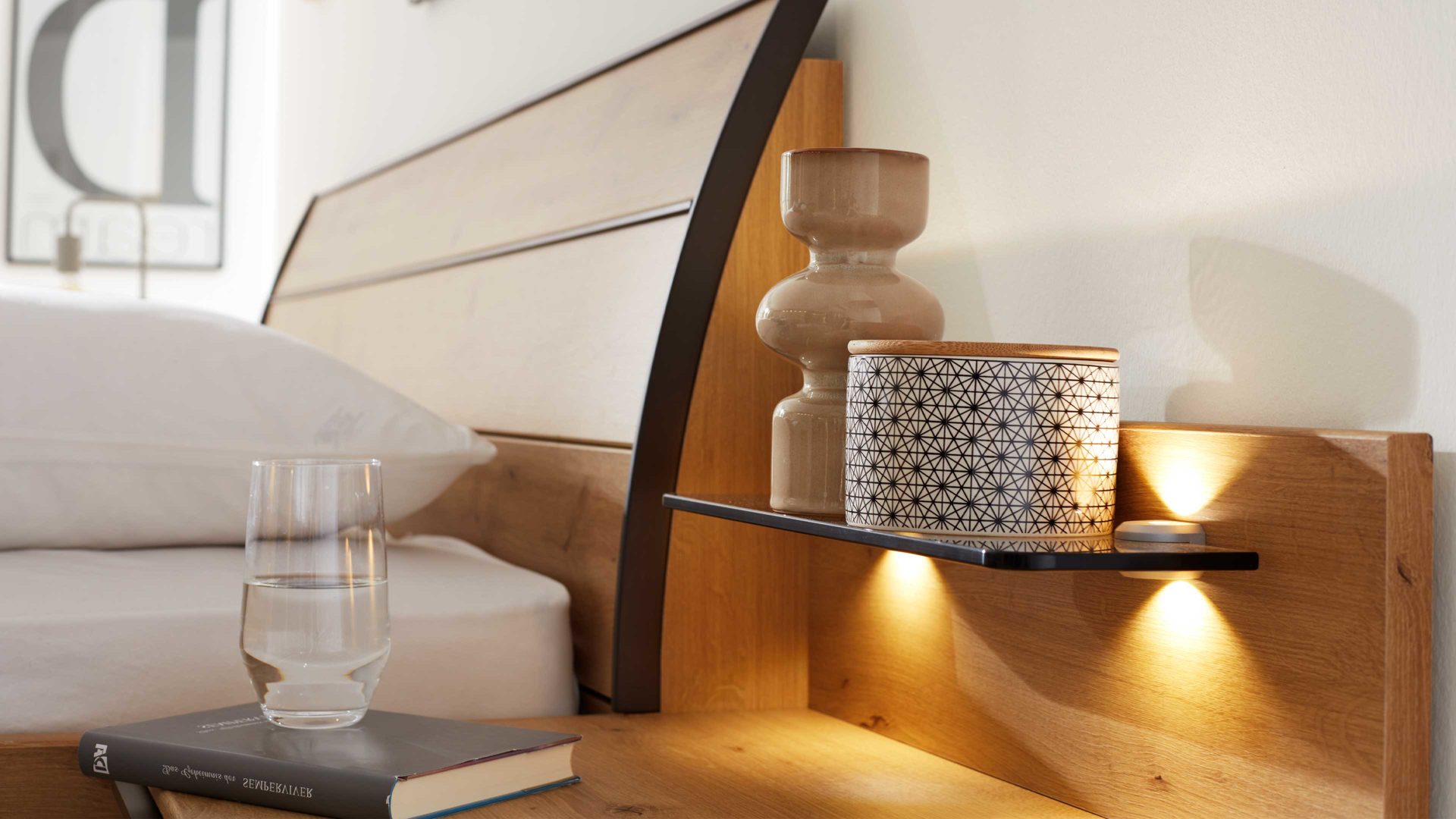 Paneel Interliving aus Holz in Holzfarben Interliving Kleiderschrank Serie 1205 – Paneel 114 Breite ca. 60 cm - Eiche Bianco & Rauchglas