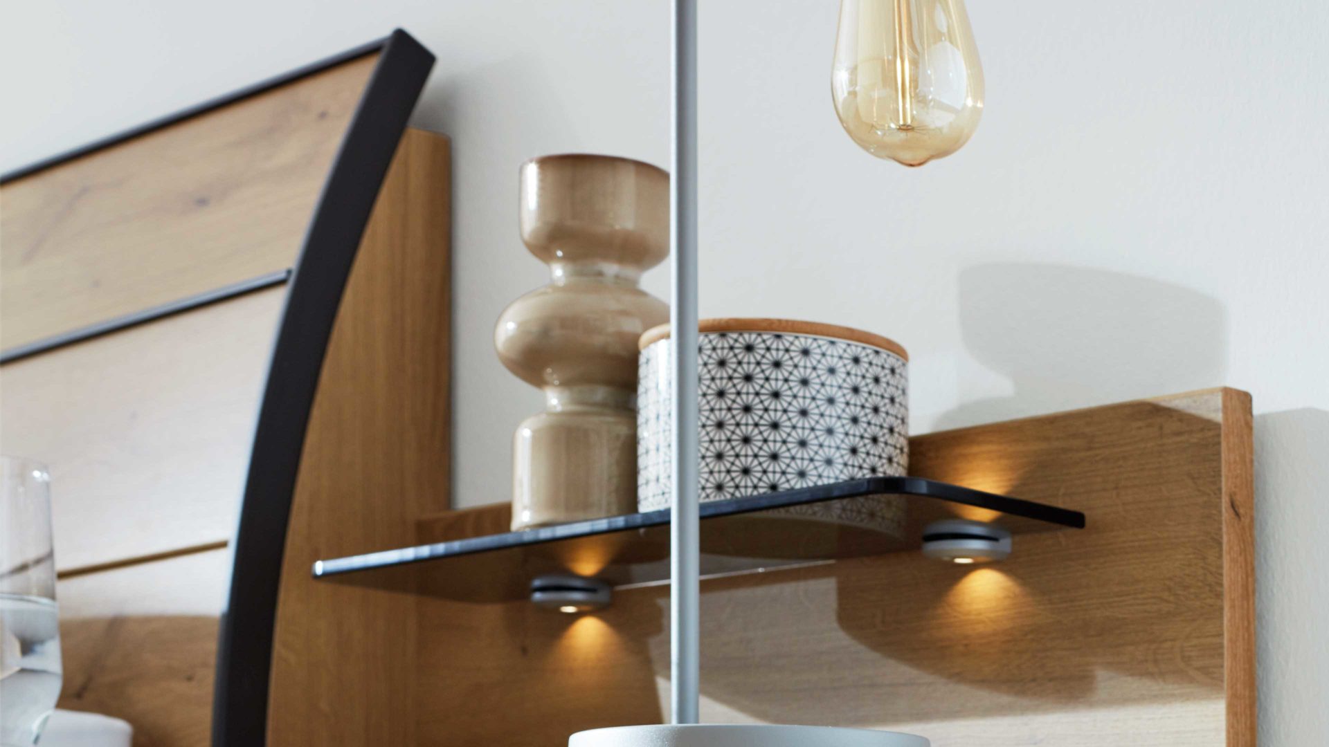 Paneel Interliving aus Holz in Holzfarben Interliving Kleiderschrank Serie 1205 – Paneel 114 Breite ca. 60 cm - Eiche Bianco & Rauchglas