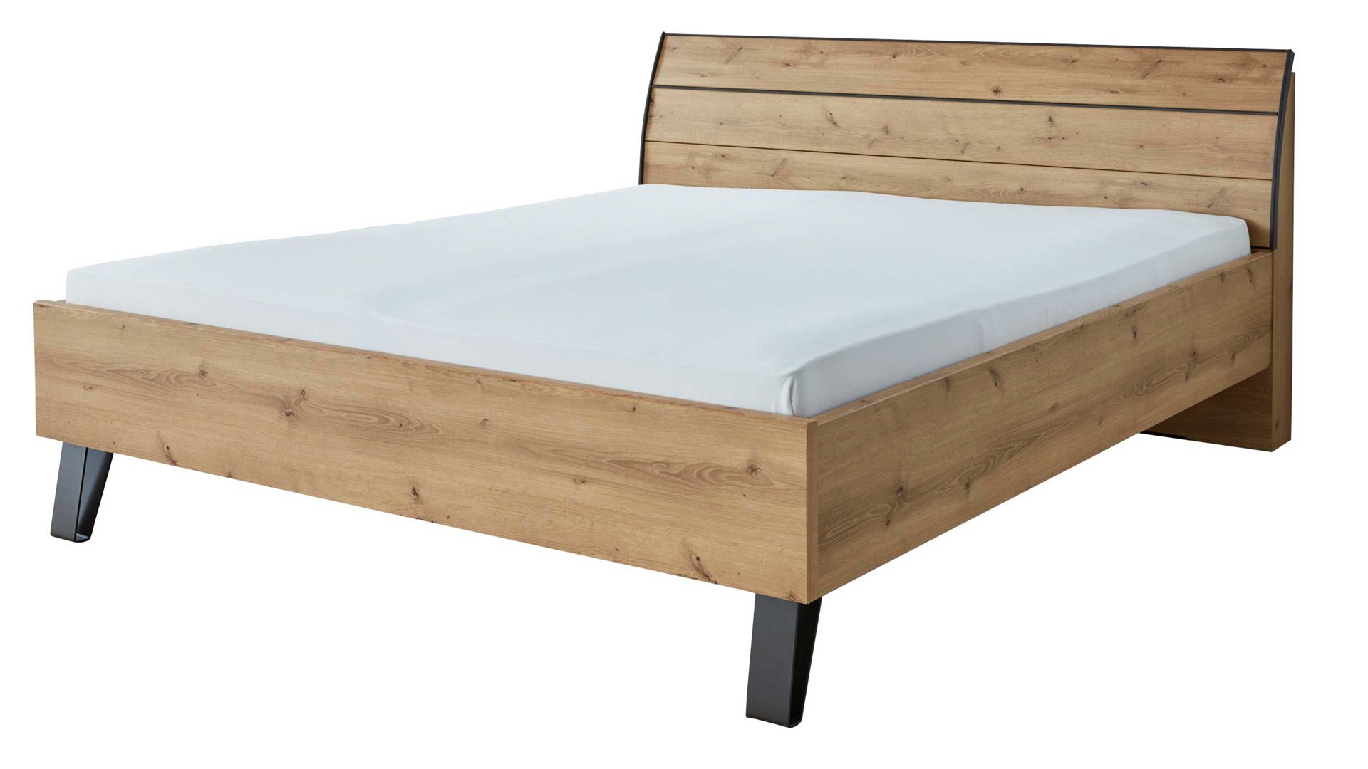 Bettgestell Interliving aus Holz in Holzfarben Interliving Kleiderschrank Serie 1205 – Bettgestell Eiche Bianco & Schiefer – Liegefläche ca. 180 x 200 cm