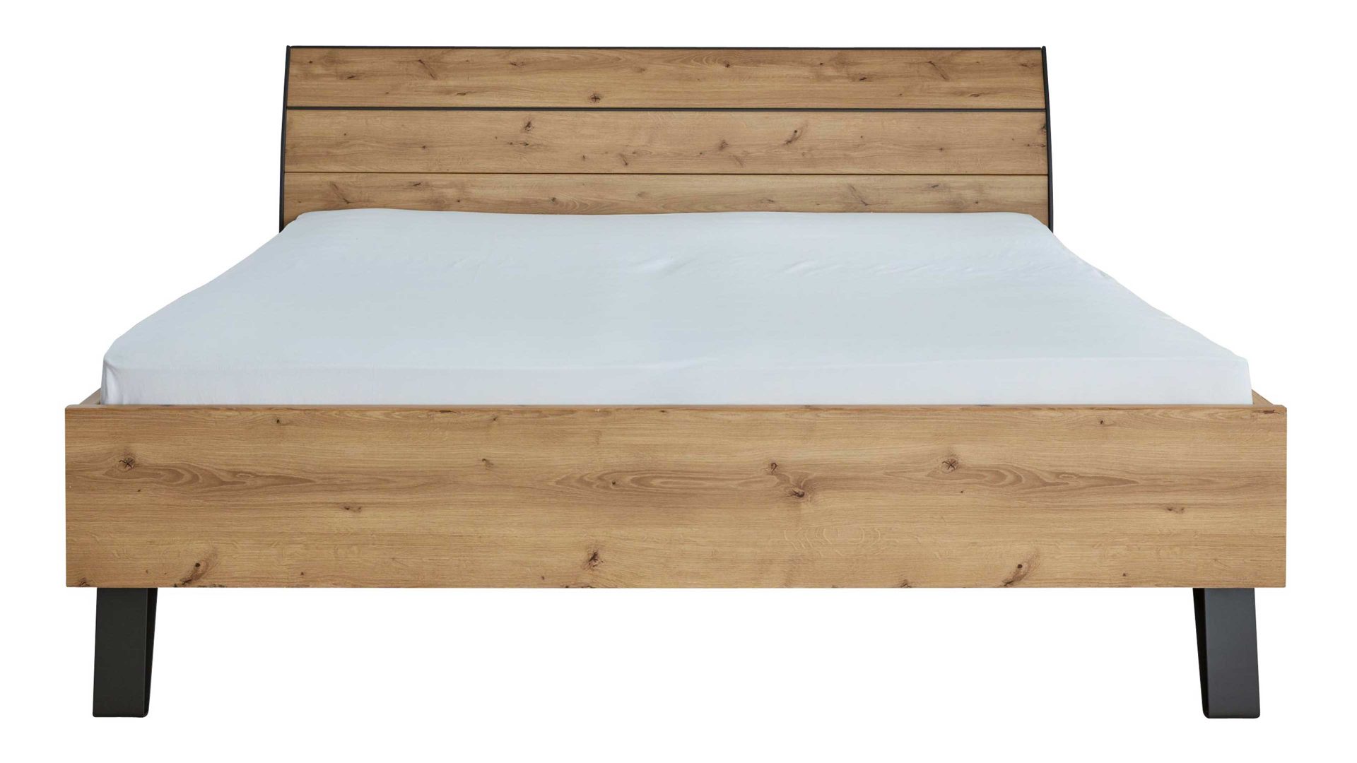 Bettgestell Interliving aus Holz in Holzfarben Interliving Kleiderschrank Serie 1205 – Bettgestell 385 Eiche Bianco & Schiefer – Liegefläche ca. 180 x 200 cm