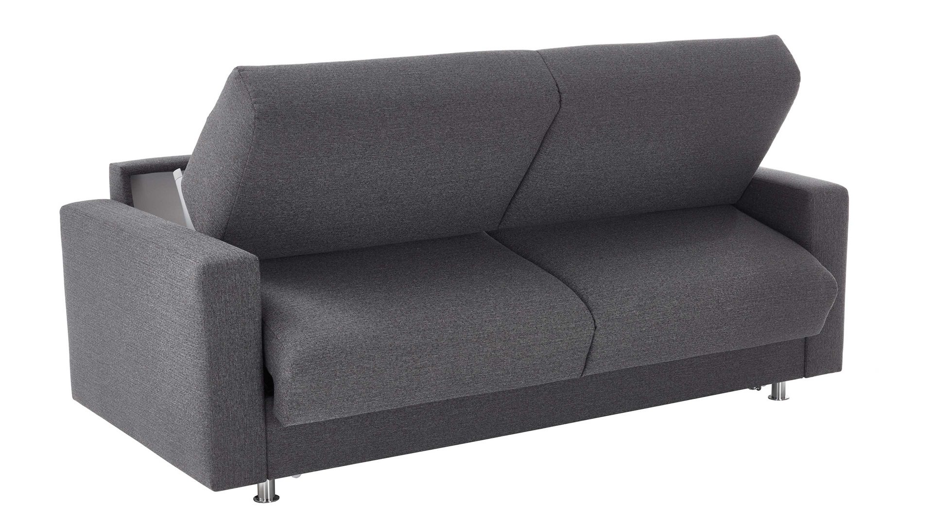 Schlafsofa comfortmaster besser sitzen, liegen, leben aus Stoff in Anthrazit Messina Funktionssofa - Schlafcouch anthrazitfarbener Webstoff 8-2122 & Chromfüße 84 - Breite ca. 177 cm