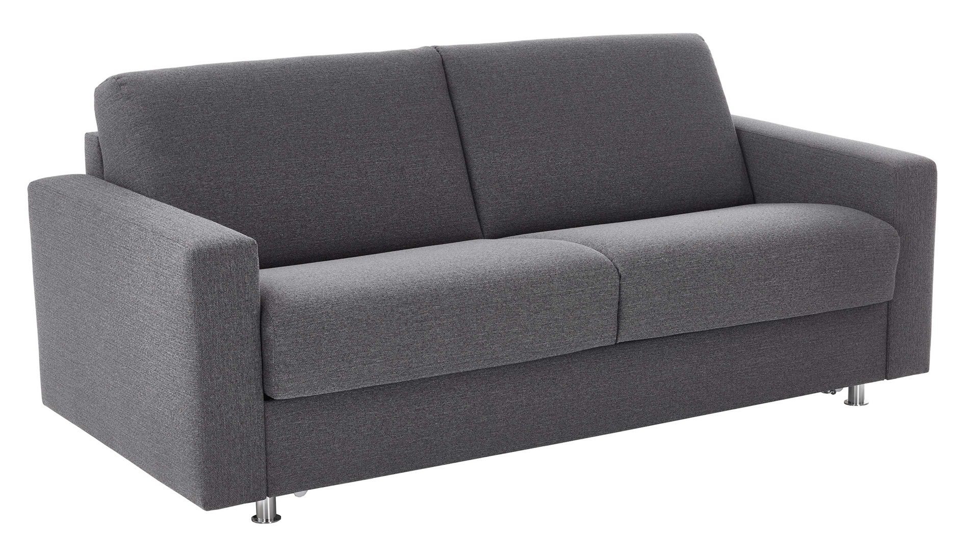 Schlafsofa Bali aus Stoff in Anthrazit Messina Funktionssofa - Schlafcouch anthrazitfarbener Webstoff 8-2122 & Chromfüße 84 - Breite ca. 177 cm