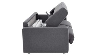 Schlafsofa Bali aus Stoff in Anthrazit Messina Funktionssofa - Schlafcouch anthrazitfarbener Webstoff 8-2122 & Chromfüße 84 - Breite ca. 177 cm