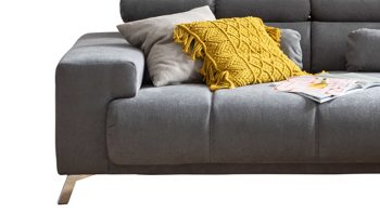 Ecksofa A. z. iwaniccy aus Stoff in Grau Funktions-Ecksofa Speed rechts , Stellfläche ca. 285 x 201 cm - steingrauer Bezug Boston 05 & Chromfüße