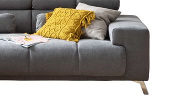 Ecksofa A. z. iwaniccy aus Stoff in Grau Funktions-Ecksofa Speed links, Stellfläche ca. 201 x 285 cm - steingrauer Bezug Boston 05 & Chromfüße