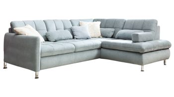 Ecksofa modulmaster aus Stoff in Hellgrau Modulmaster MM-MP1143 - Ecksofa stahlfarbene Chenille Belle & Chromfüße - Stellfläche ca. 242 x 210 cm
