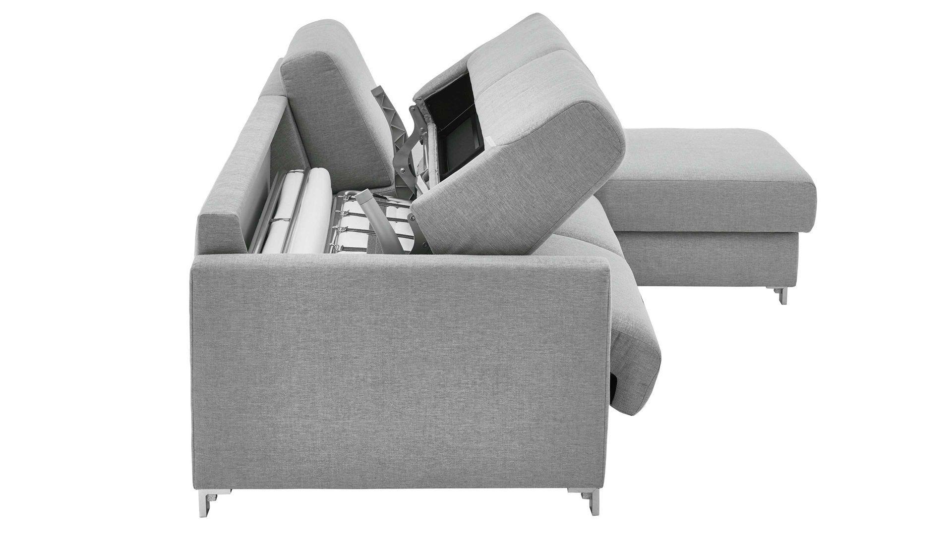 Ecksofa comfortmaster besser sitzen, liegen, leben aus Stoff in Hellblau Comfortmaster Messina - Ecksofa hellblauer Bezug 8-8001 - Stellfläche ca. 281 x 160 cm