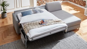 Ecksofa comfortmaster besser sitzen, liegen, leben aus Stoff in Hellblau Comfortmaster Messina - Ecksofa hellblauer Bezug 8-8001 - Stellfläche ca. 281 x 160 cm