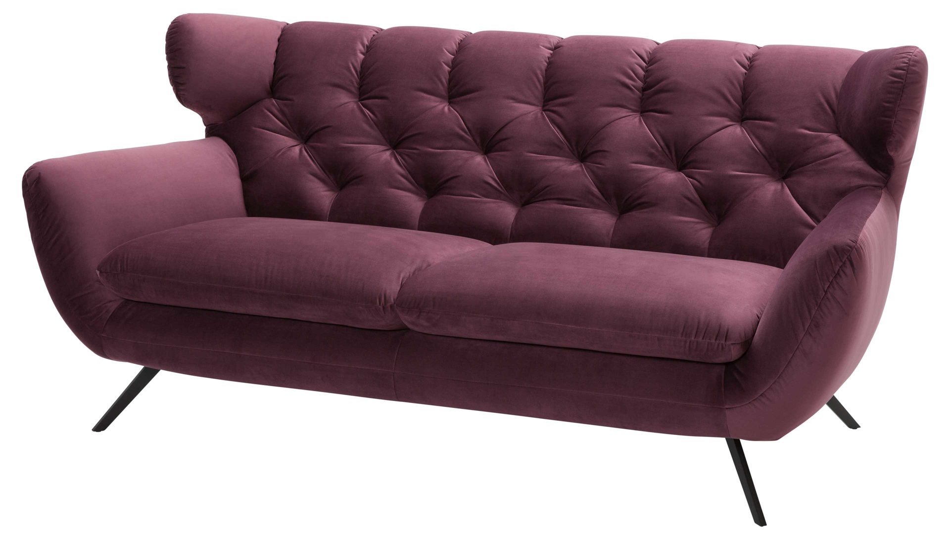2,5-Sitzer SOFAkultur aus Stoff in Lila SOFAkultur Programm SK 254 - 2,5-Sitzer purplefarbener Bezug Velvet & mattschwarze Füße – Länge ca. 200 cm