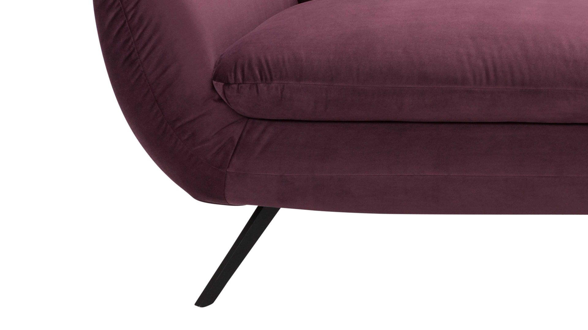 2,5-Sitzer SOFAkultur aus Stoff in Lila SOFAkultur Programm SK 254 Sixty 2.0 - 2,5-Sitzer purplefarbener Bezug Velvet & mattschwarze Füße – Länge ca. 200 cm