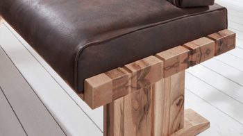 Eckbank Niehoff sitzmoebel aus Stoff in Dunkelbraun NIEHOFF SITZMÖBEL Eckbank Alica moccafarbene Mikrofaser Aberdeen & Balkeneiche – Stellfläche ca. 205 x 155 cm