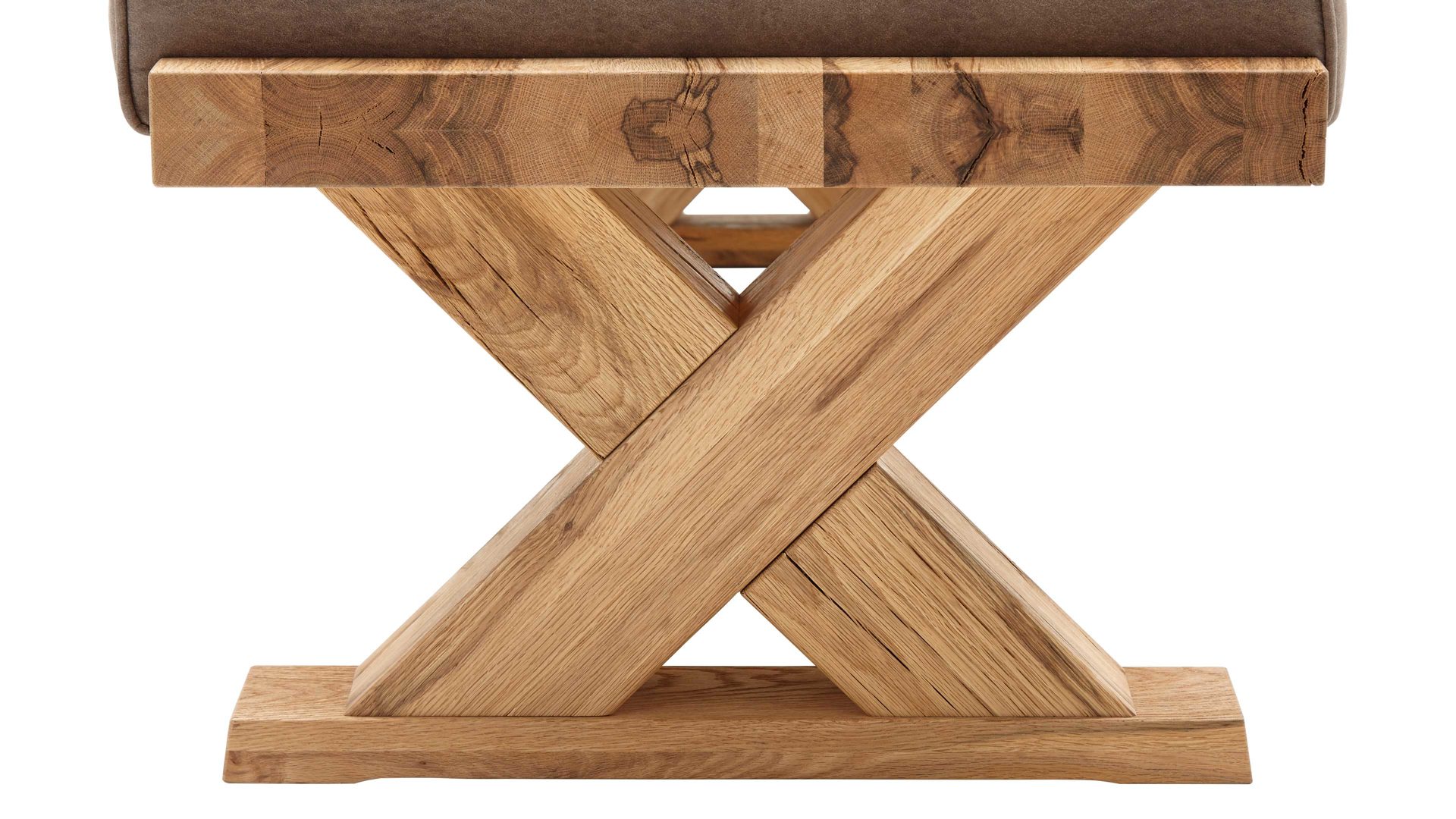 Polsterbank Niehoff sitzmoebel aus Stoff in Grau NIEHOFF SITZMÖBEL Polsterbank Alexa steinfarbene Mikrofaser Aberdeen & Balkeneiche – Länge ca. 168 cm