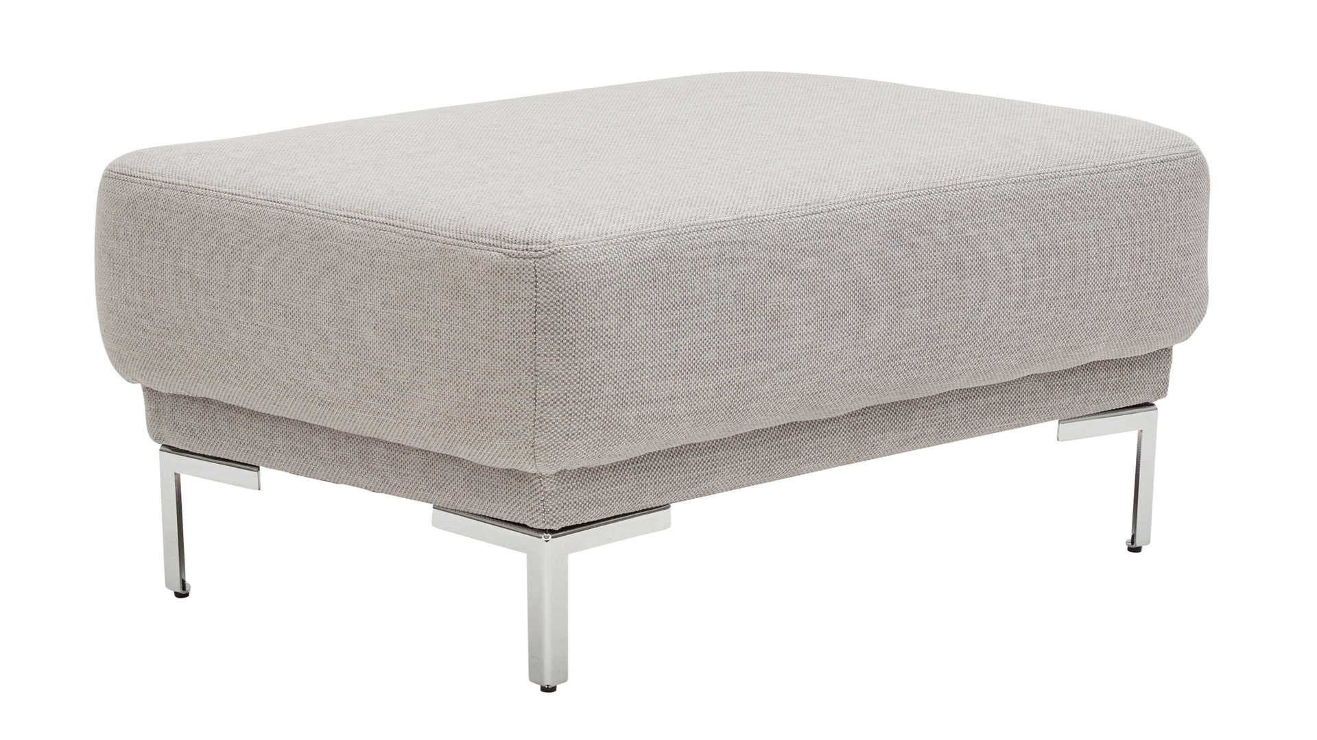 Polsterhocker Interliving aus Stoff in Hellgrau Interliving Sofa Serie 4251 – Polsterhocker 30005 hellgraues Flachgewebe Sneak 149 & silberfarbene Metallfüße – ca. 95 x 65 cm