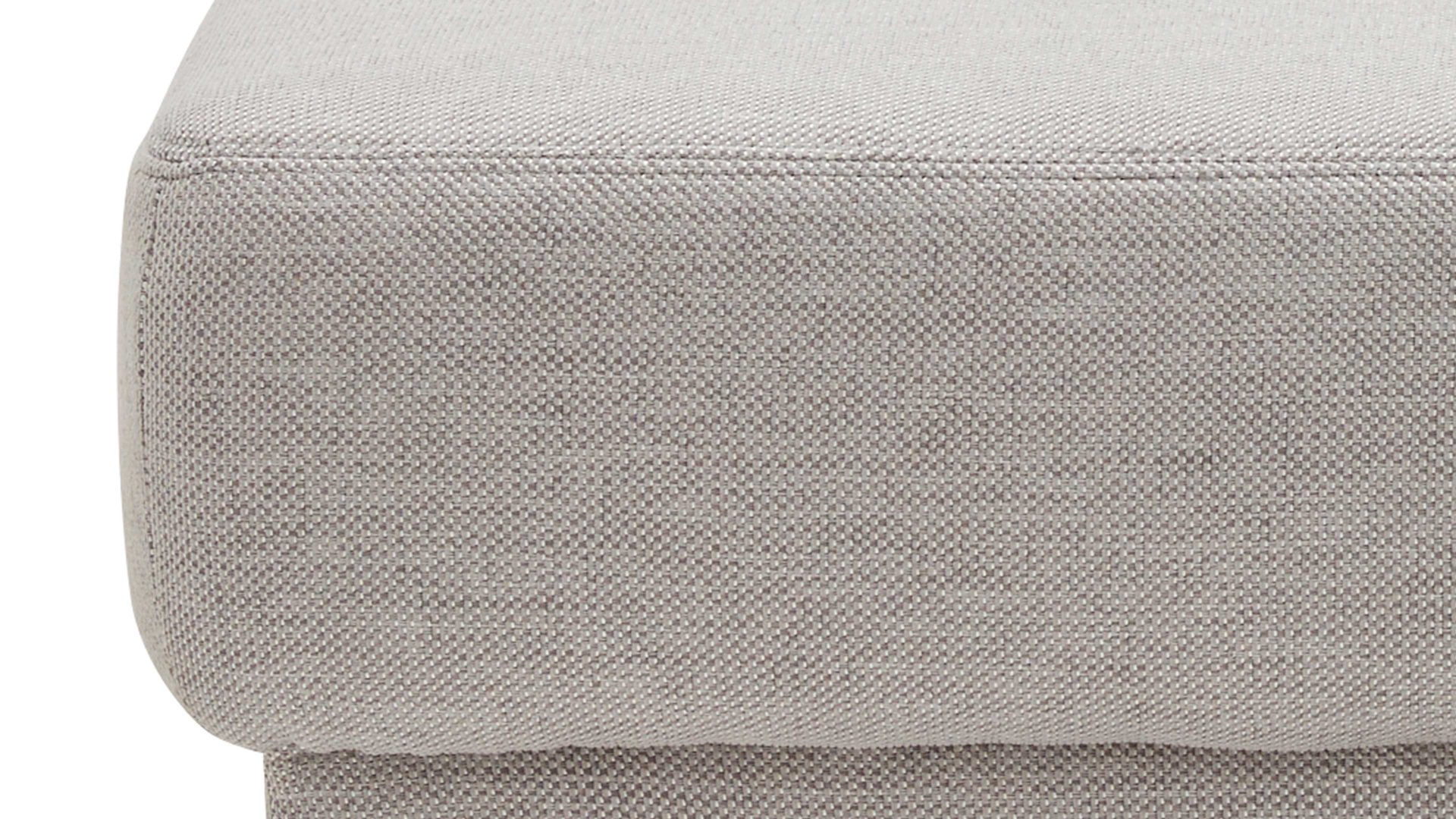 Polsterhocker Interliving aus Stoff in Hellgrau Interliving Sofa Serie 4251 – Polsterhocker 30005 hellgraues Flachgewebe Sneak 149 & silberfarbene Metallfüße – ca. 95 x 65 cm