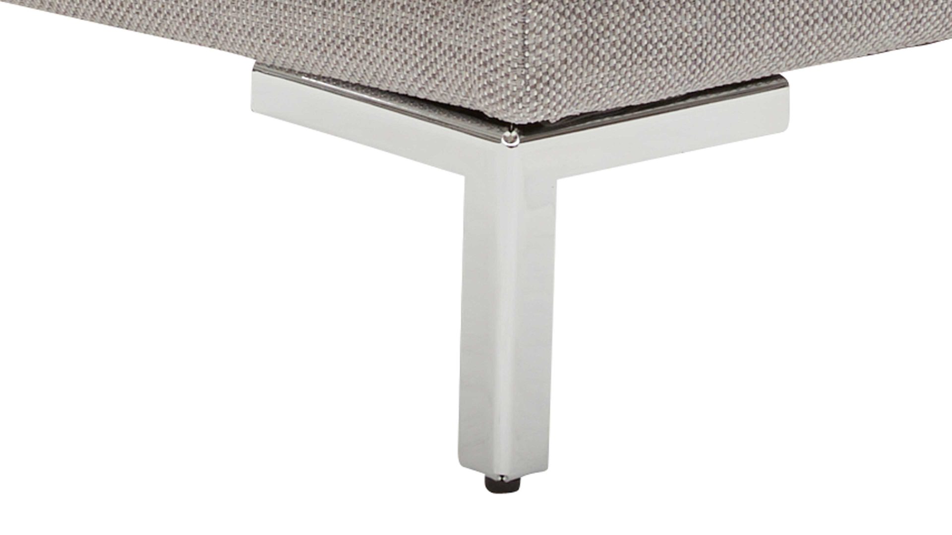 Polsterhocker Interliving aus Stoff in Hellgrau Interliving Sofa Serie 4251 – Polsterhocker hellgraues Flachgewebe Sneak 149 & silberfarbene Metallfüße – ca. 95 x 65 cm