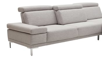 Ecksofa Interliving aus Stoff in Hellgrau Interliving Sofa Serie 4251 – Ecksofa stahlfarbenes Flachgewebe Sneak 149 & silberfarbene Metallfüße – Stellfläche ca. 300 x 225 cm