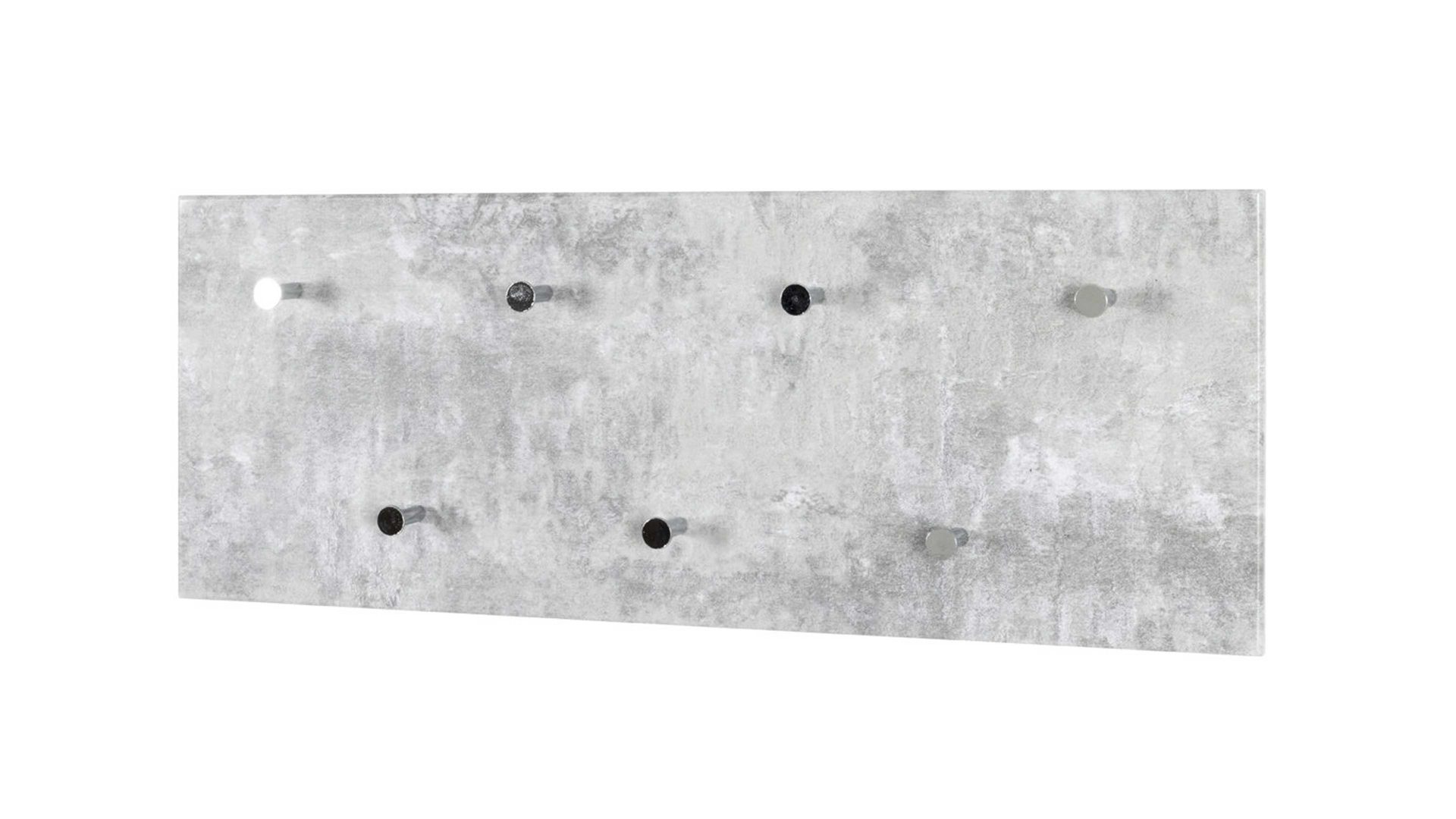 Wandgarderobe Haku aus Holz in Hellgrau Wandgarderobe als praktisches Flurmöbel Beton & Nickel – sieben Haken