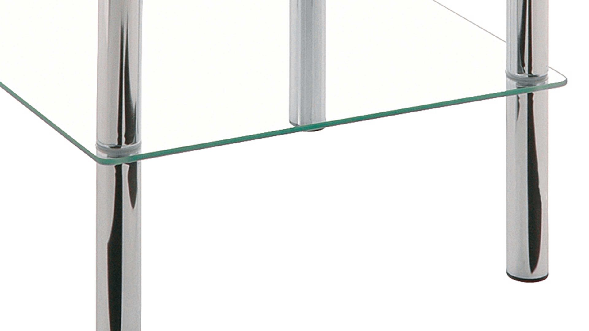 Regal Haku aus Glas in Transparent Glasboden-Regal Klarglas & Chrom – drei Böden