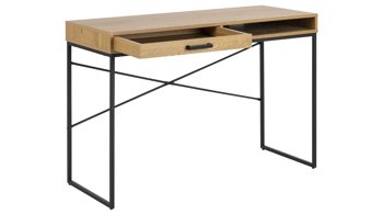 Schreibtisch Actona group aus Holz in Holzfarben Schreibtisch Seaford im Industrielook bzw. PC-Tisch Wildeiche & Schwarz – ca. 110 x 45 cm