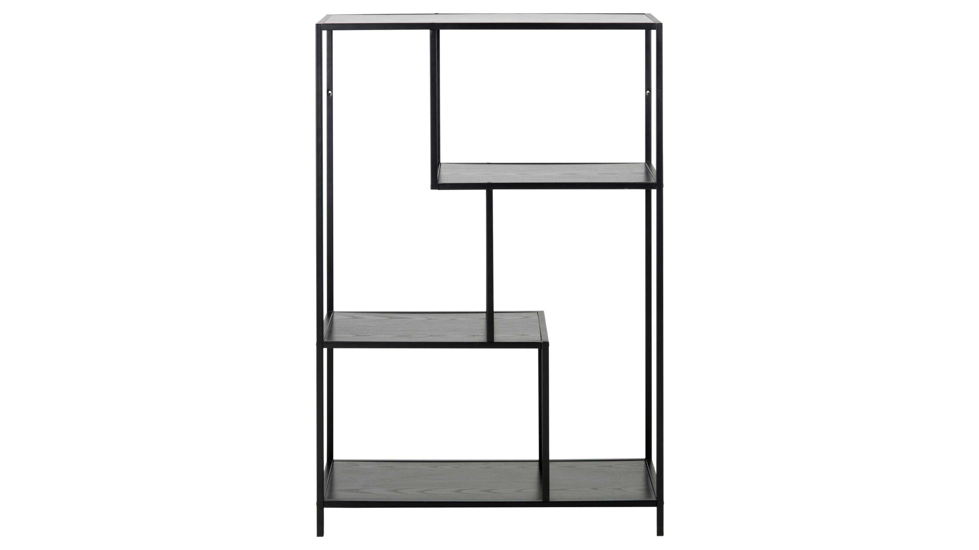 Regal Actona group aus Holz in Schwarz Regal Seaford  im Industrielook bzw. Bücherregal schwarze Esche – ca. 77 x 114 cm