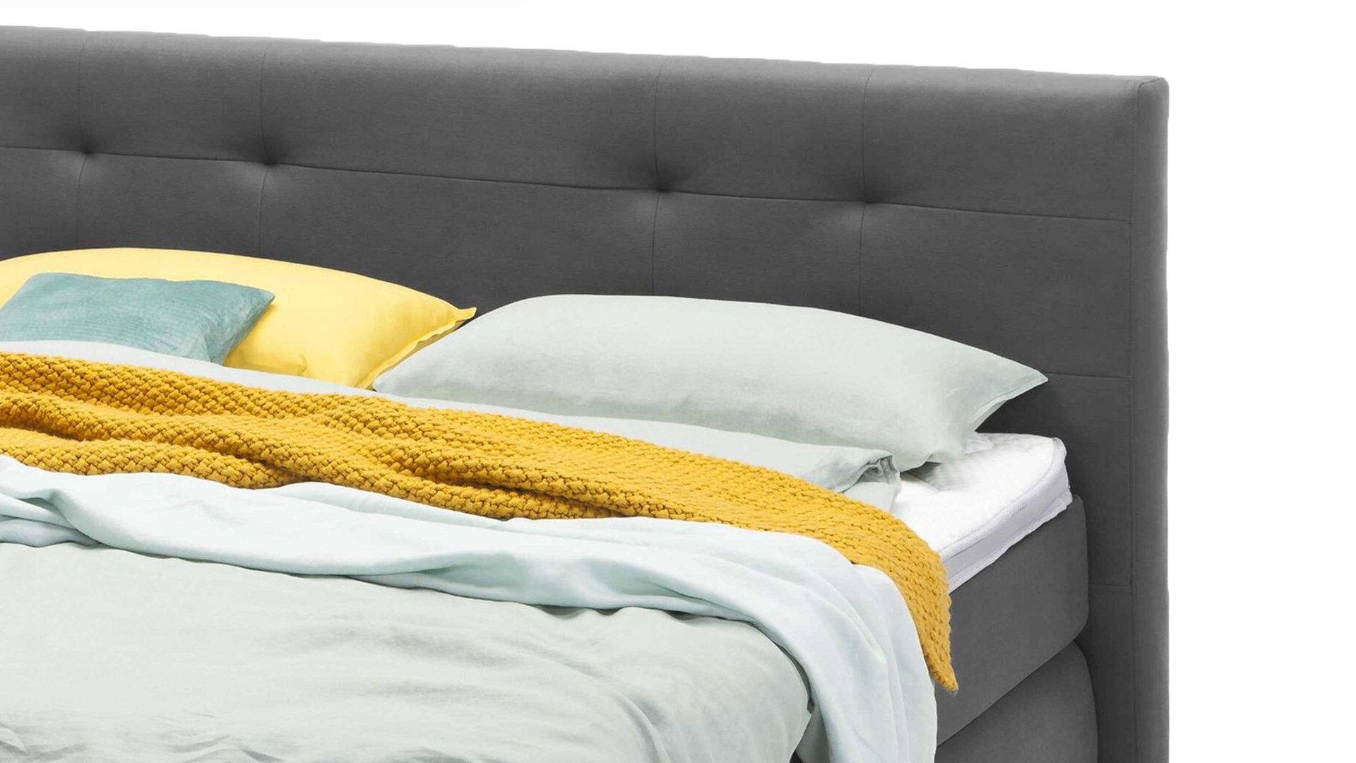 Boxspringbett Sun garden | 162739 aus Stoff in Anthrazit Boxspringbett Tofino dunkelgrauer Bezug 50407-700 – Liegefläche ca. 180 x 200 cm