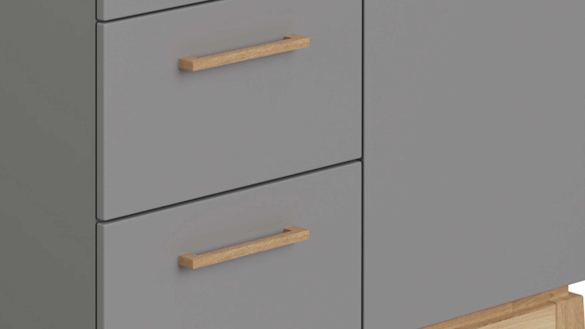 Highboard Paidi aus Holz in Grau PAIDI Babyzimmer Highboard Sten Eiche & Schiefergrau – zwei Türen, zwei Schubladen