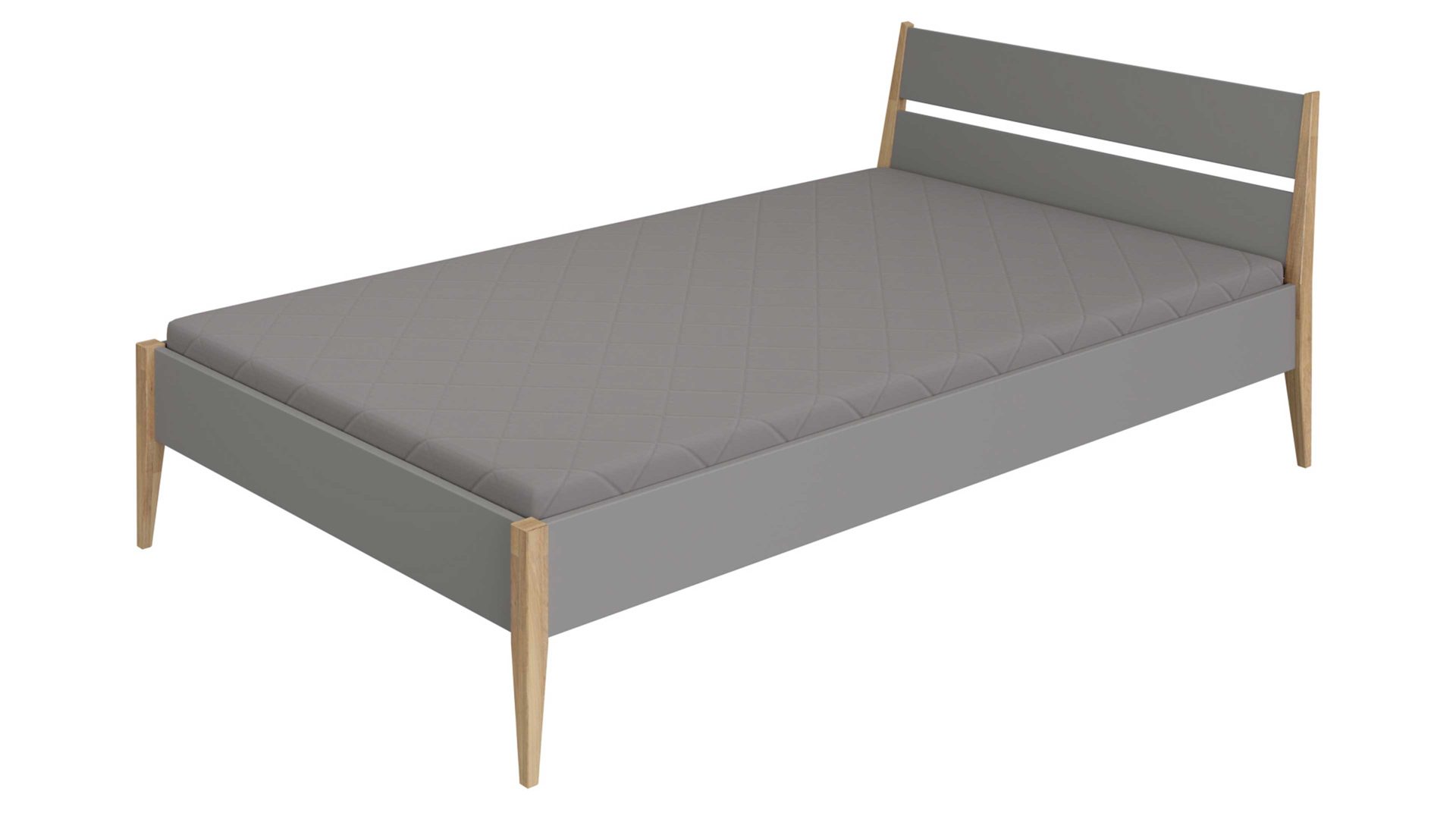 Einzelbett Paidi aus Holz in Grau PAIDI Bettgestell Sten Schiefergrau & Eichenholz – Liegefläche ca. 120 x 200 cm