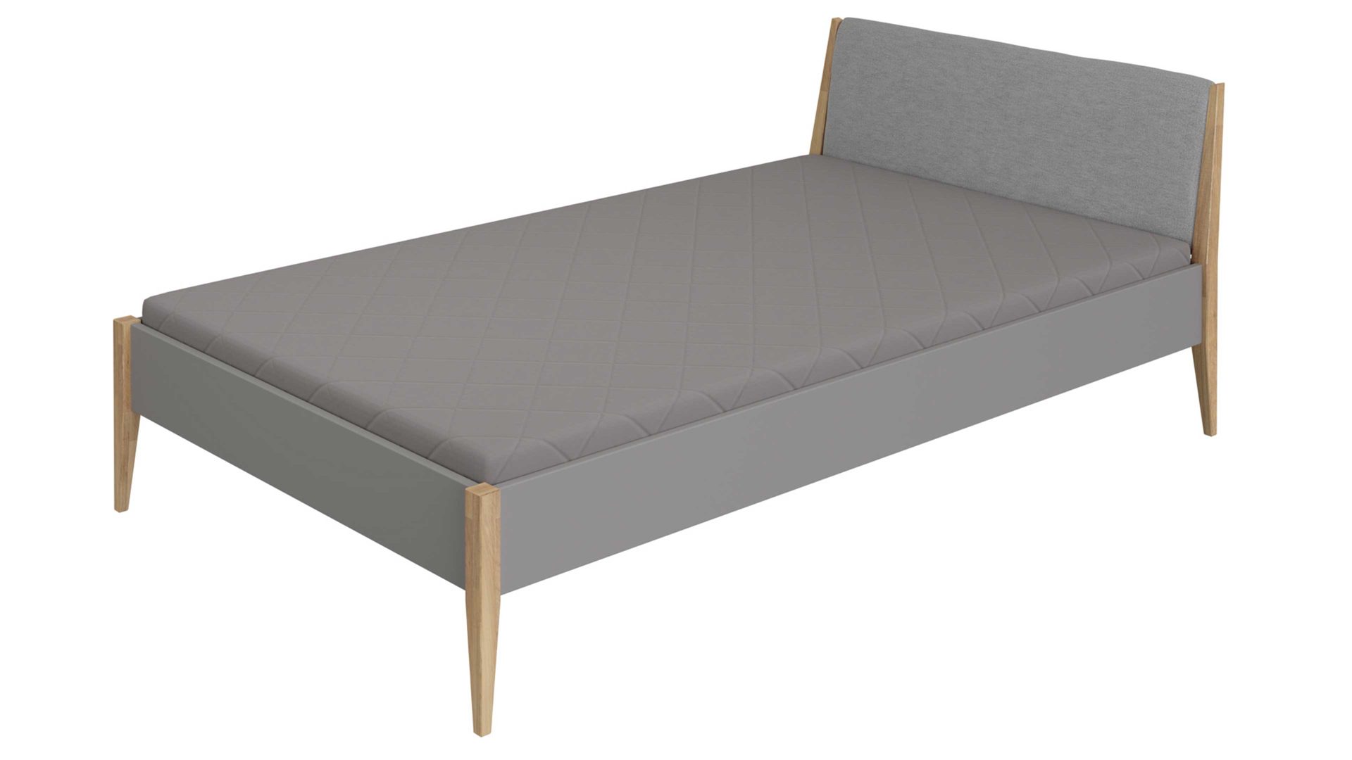 Einzelbett Paidi aus Holz in Dunkelgrau PAIDI Bettgestell Sten Steingrau, Schiefergrau & Eiche – Liegefläche ca. 120 x 200 cm
