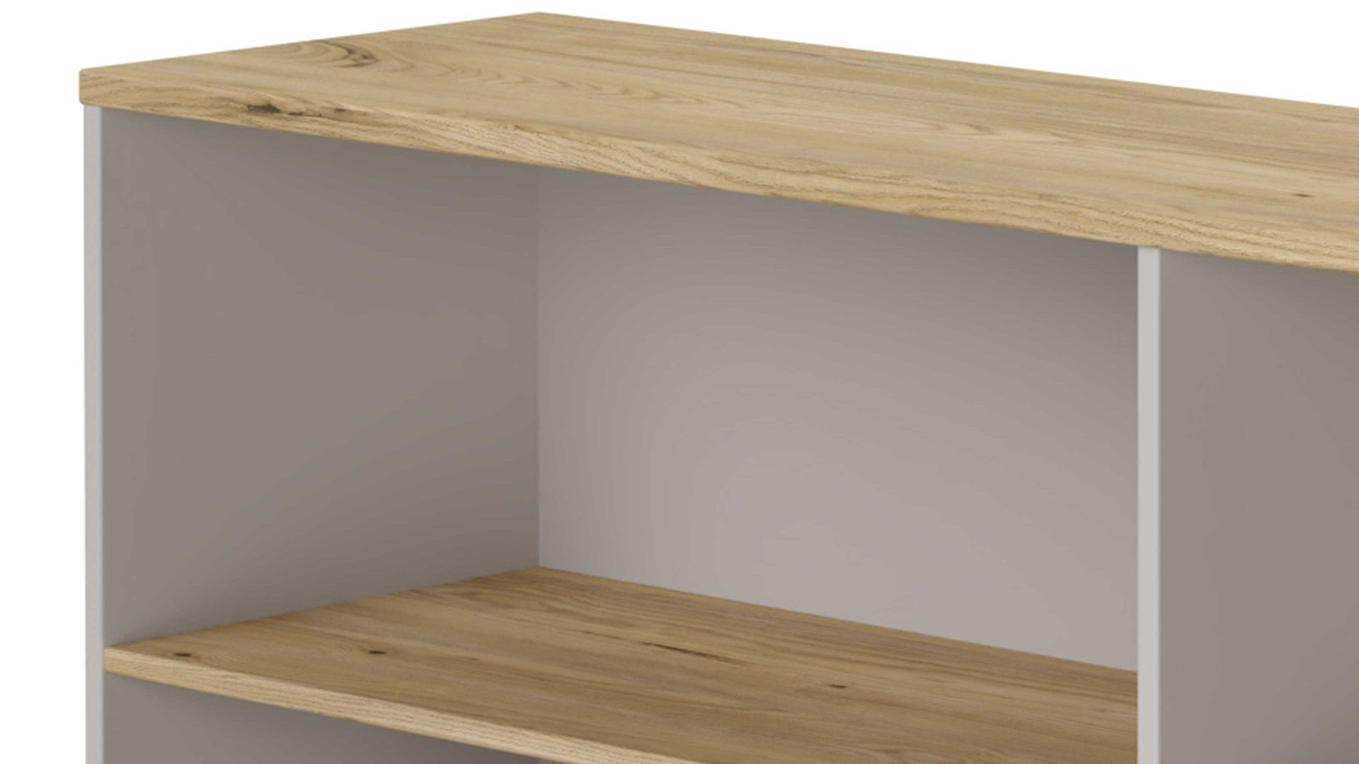 Sideboard Paidi aus Holz in Hellgrau PAIDI Babyzimmerprogramm Benne - Sideboard Kieselgrau & Montana Eiche – vier offene Fächer