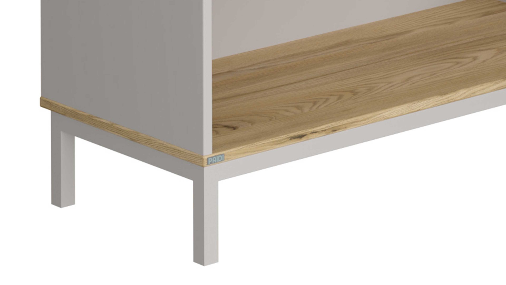 Sideboard Paidi aus Holz in Hellgrau PAIDI Babyzimmerprogramm Benne - Sideboard Kieselgrau & Montana Eiche – vier offene Fächer