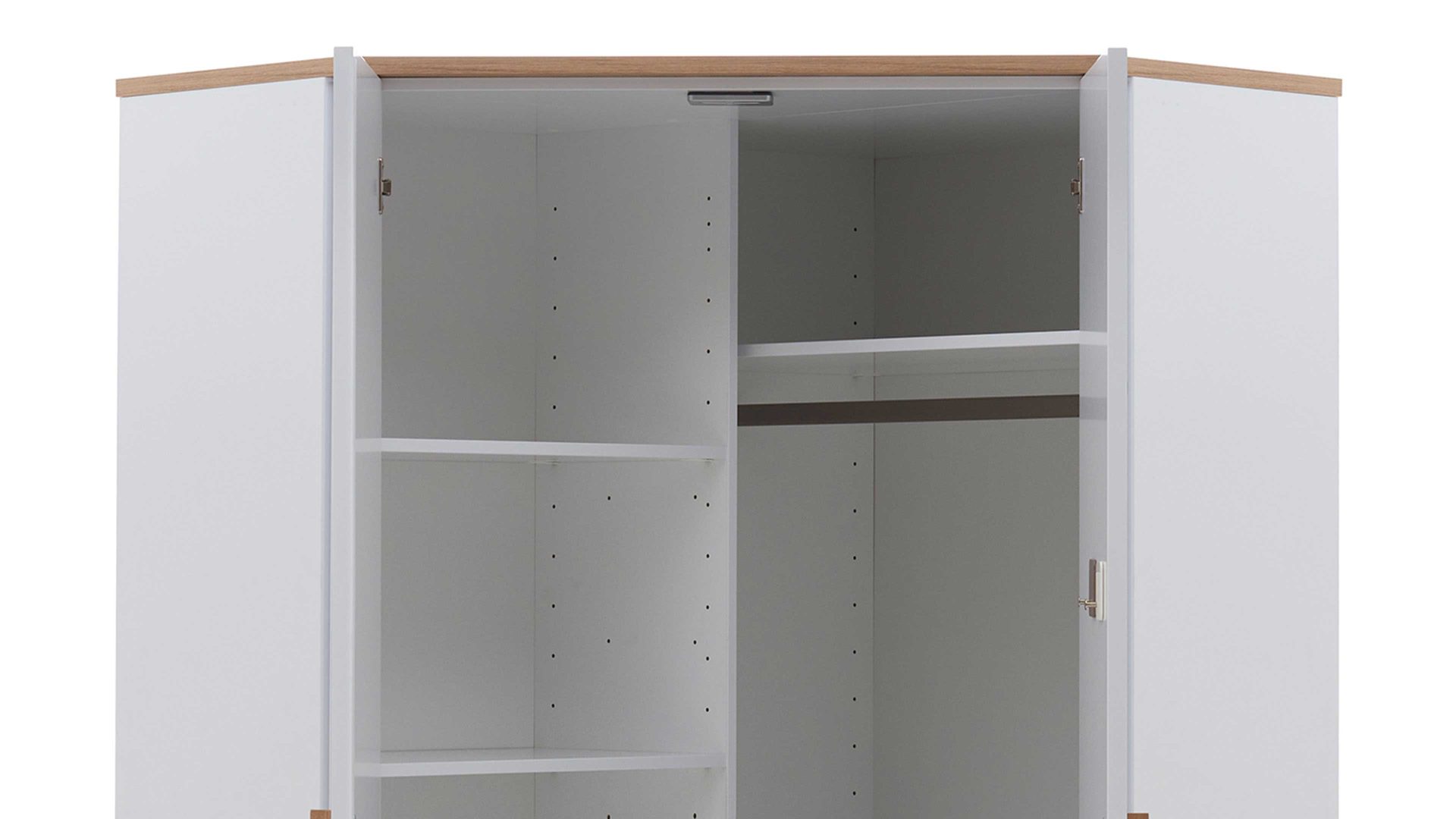 Kleiderschrank Paidi aus Holz in Weiß PAIDI Babyzimmerprogramm Oscar - Eck-Kleiderschrank Kreideweiß & Nebraska Eiche – zwei Türen, Breite ca. 102 cm