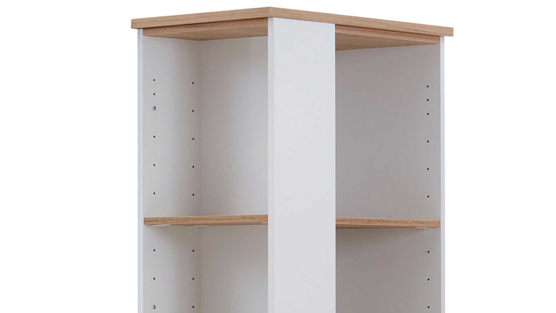 Regal Paidi aus Holz in Weiß PAIDI Babyzimmerprogramm Oscar - Eck-Regal Kreideweiß & Nebraska Eiche – acht Fächer, Höhe ca. 206 cm