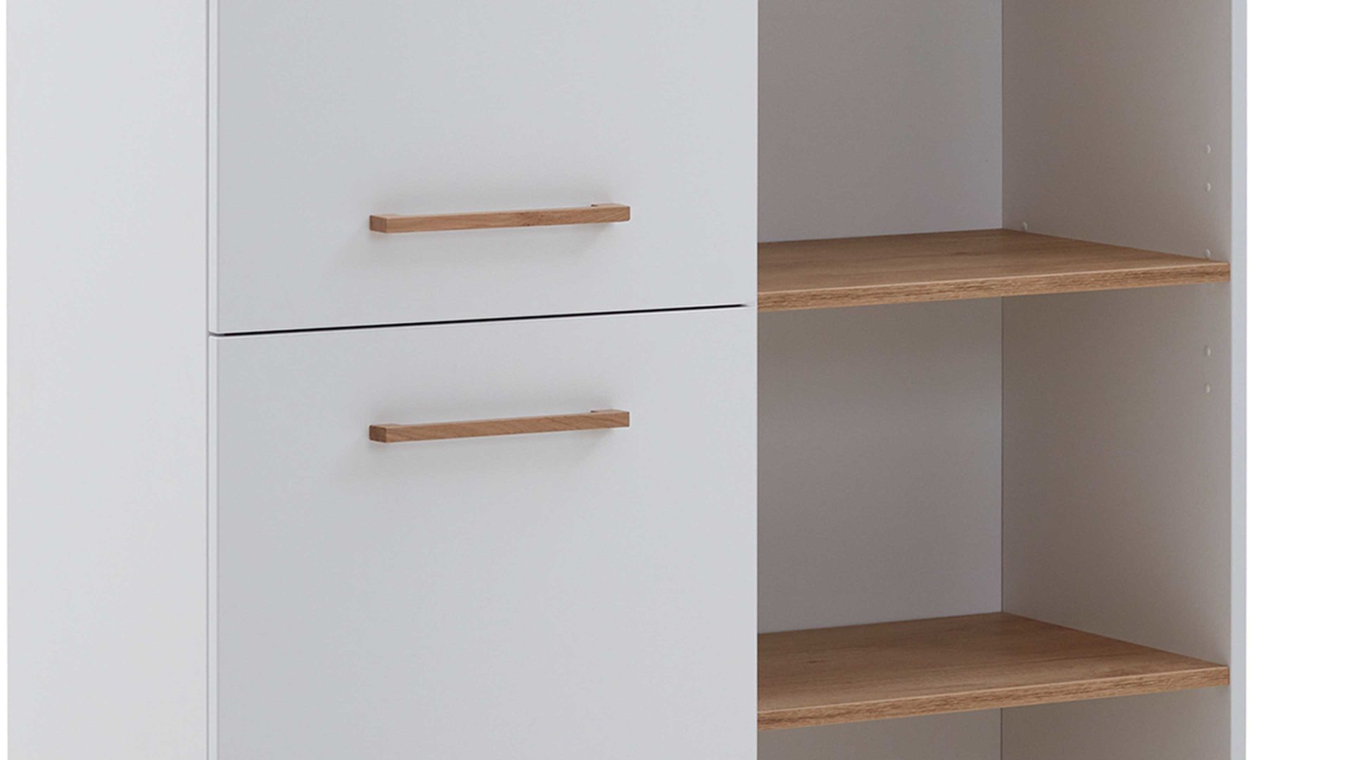 Highboard Paidi aus Holz in Weiß PAIDI Jugendzimmerprogramm Oscar - Highboard links - Kreideweiß & Nebraska Eiche