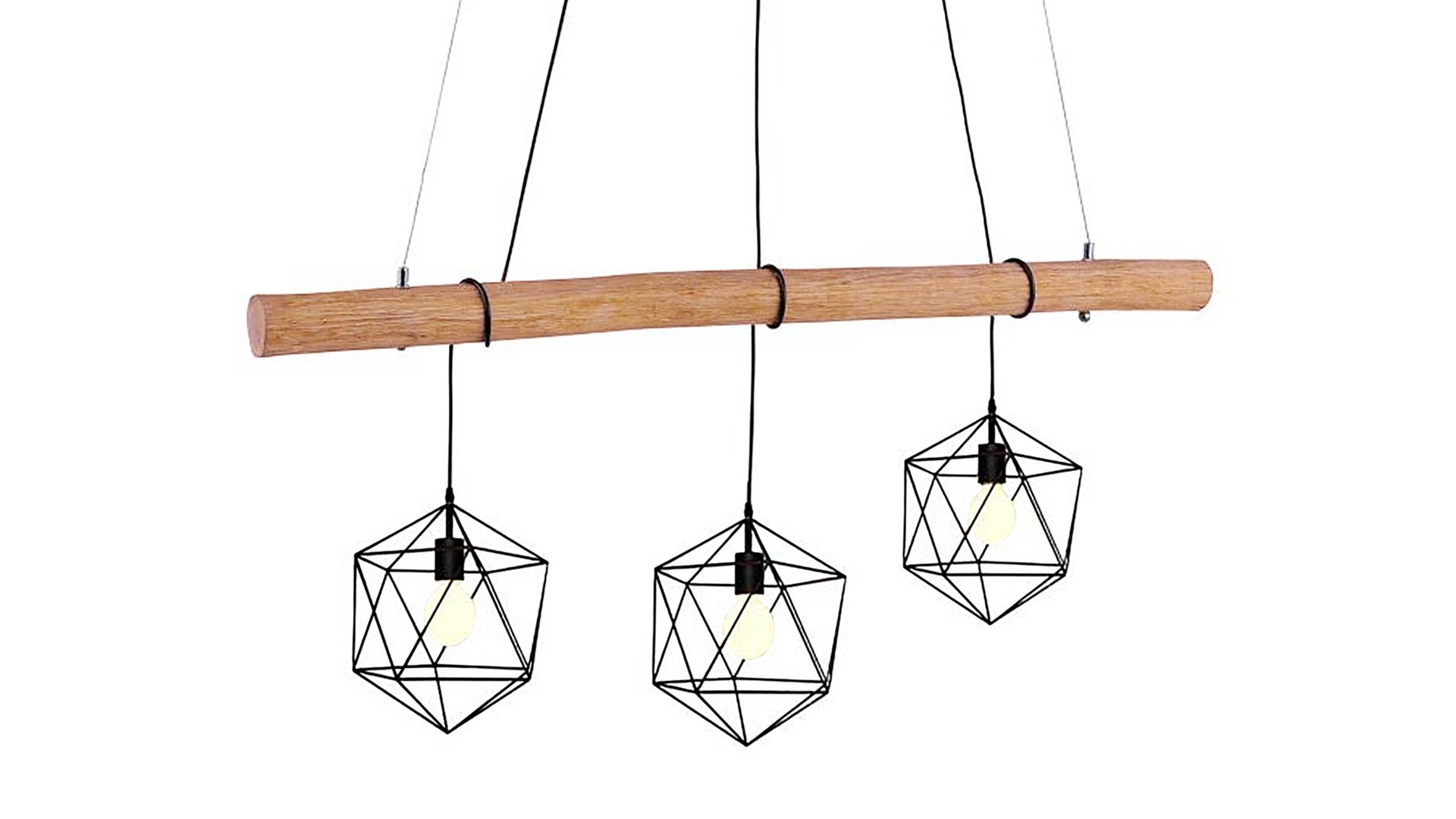 Pendelleuchte Just light. (leuchtendirekt) aus Holz in Holzfarben JUST LIGHT.  Hängelampe Edgar Holz & schwarzes Metall – Länge ca. 120 cm