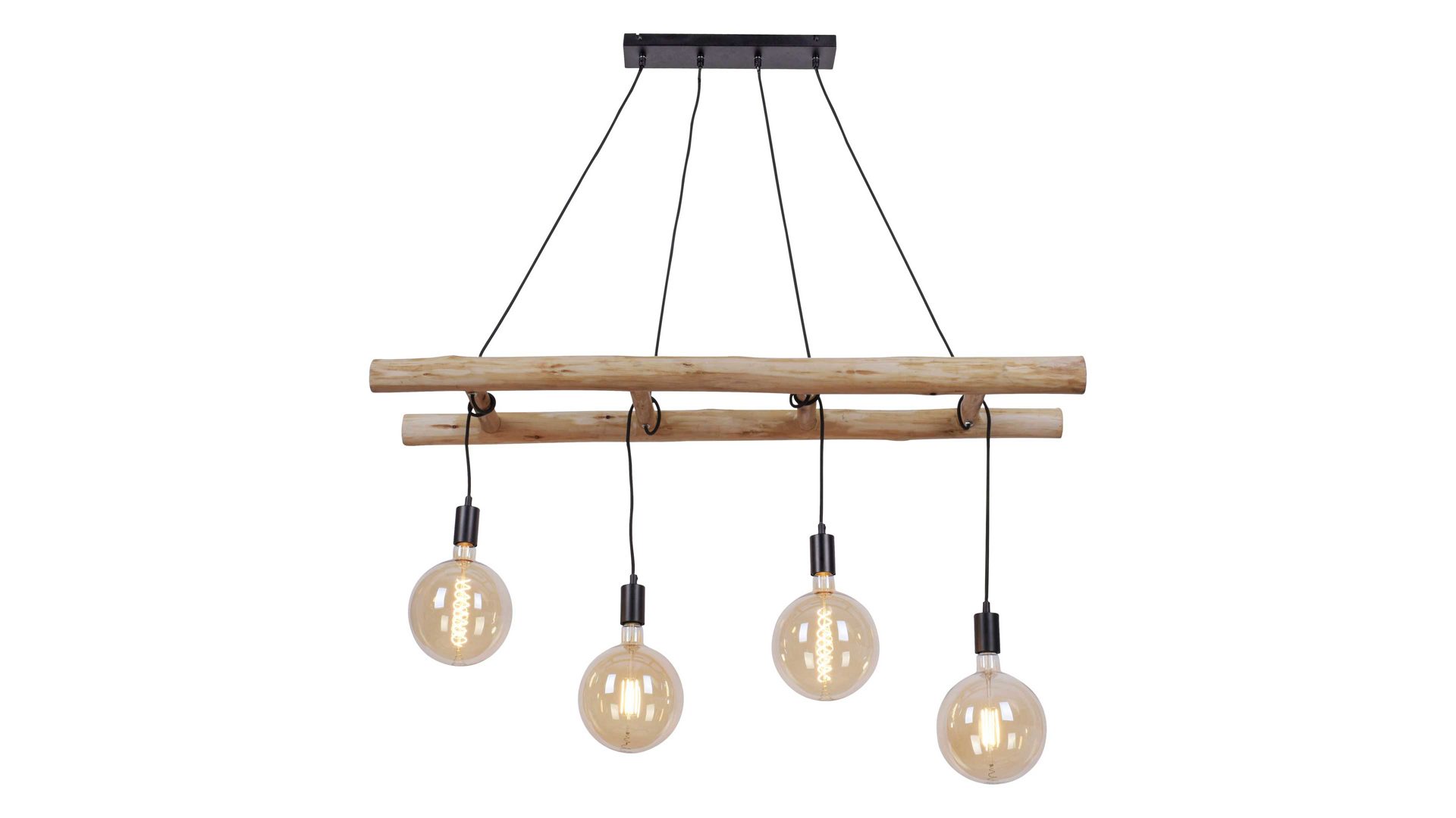 Pendelleuchte Just light. (leuchtendirekt) aus Holz in Holzfarben JUST LIGHT. Hängelampe Edgar Holz & schwarzes Metall – Länge ca. 120 cm