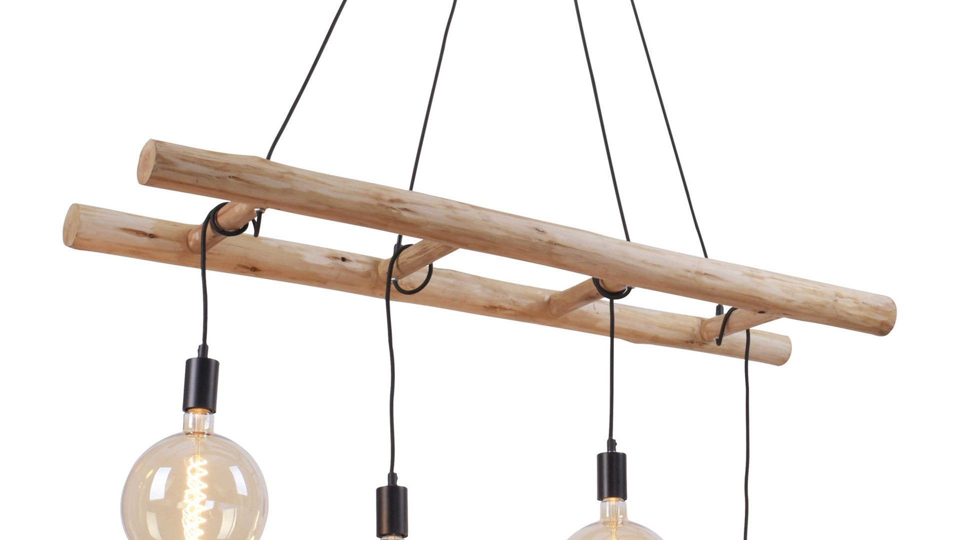 Pendelleuchte Just light. (leuchtendirekt) aus Holz in Holzfarben JUST LIGHT. Hängelampe Edgar Holz & schwarzes Metall – Länge ca. 120 cm