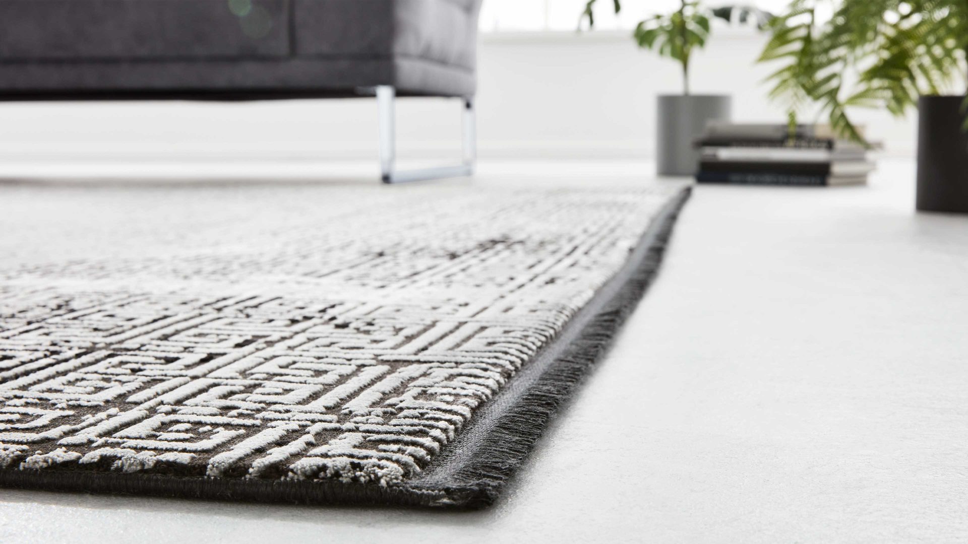 Handwebteppich Interliving aus Mischgewebe in Schwarz Interliving Teppich Serie L-8620 Mischgewebe - ca. 240 x 340 cm