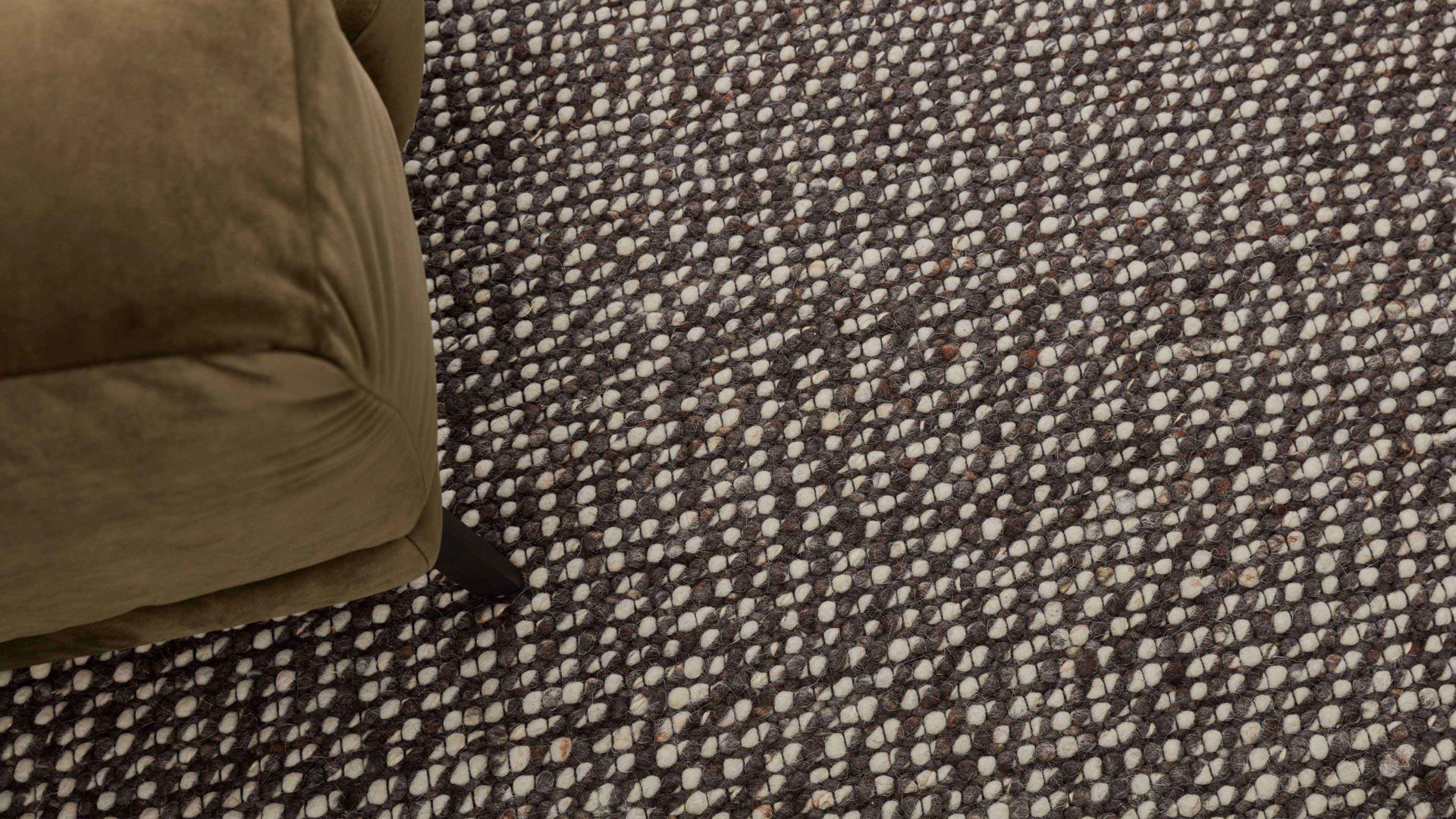 Handwebteppich Interliving aus Naturfaser in Braun Interliving Teppich Serie B-8001 perlfarbene Schurwolle – ca. 170 x 240 cm