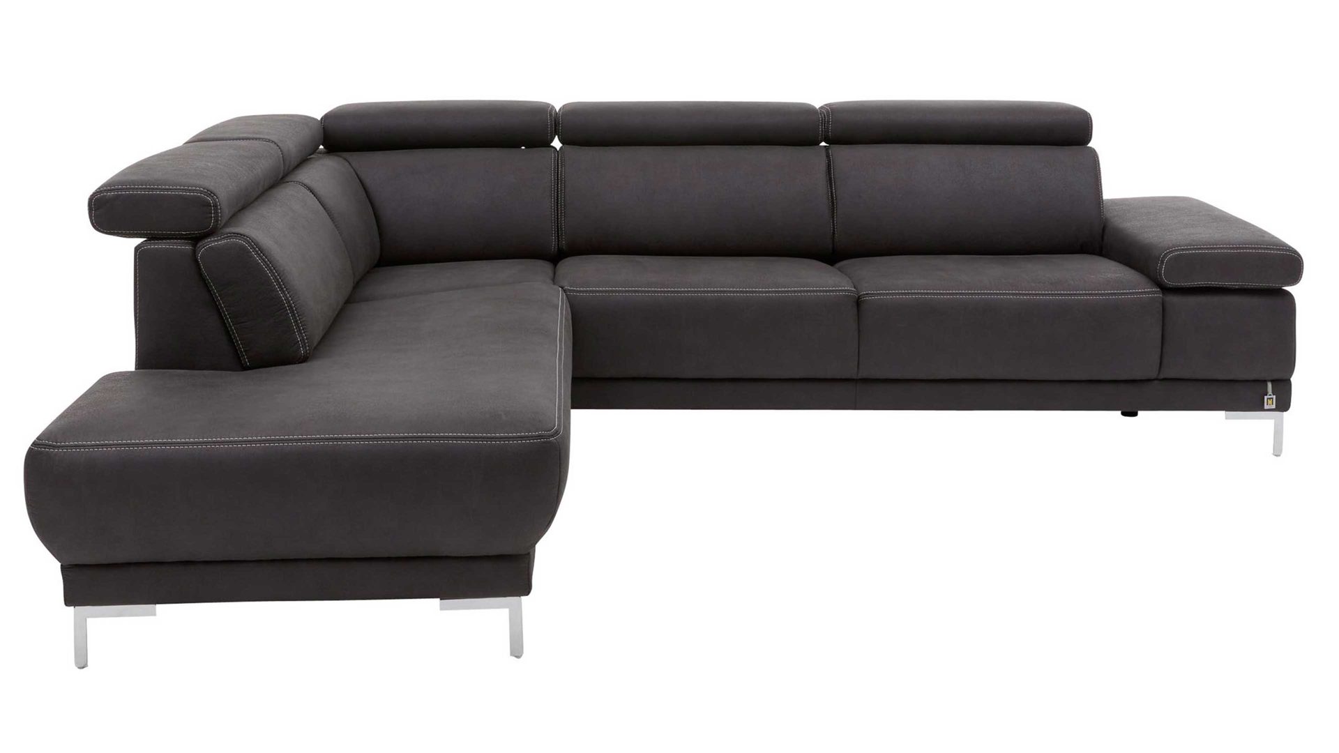 Ecksofa Interliving aus Stoff in Anthrazit Interliving Sofa Serie 4252 – Ecksofa anthrazitfarbener Stoffbezug Büffel & Metallfüße – Stellfläche ca. 220 x 275 cm