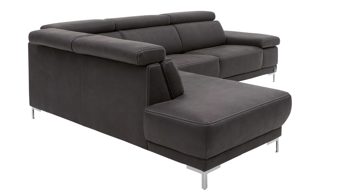Ecksofa Interliving aus Stoff in Anthrazit Interliving Sofa Serie 4252 – Ecksofa anthrazitfarbener Stoffbezug Büffel & Metallfüße – Stellfläche ca. 220 x 275 cm