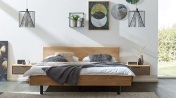 Doppelbett Interliving aus Holz in Holzfarben Interliving Schlafzimmer Serie 1015 – Bettgestell 1160 Wildeiche – Liegefläche ca. 160 x 200 cm