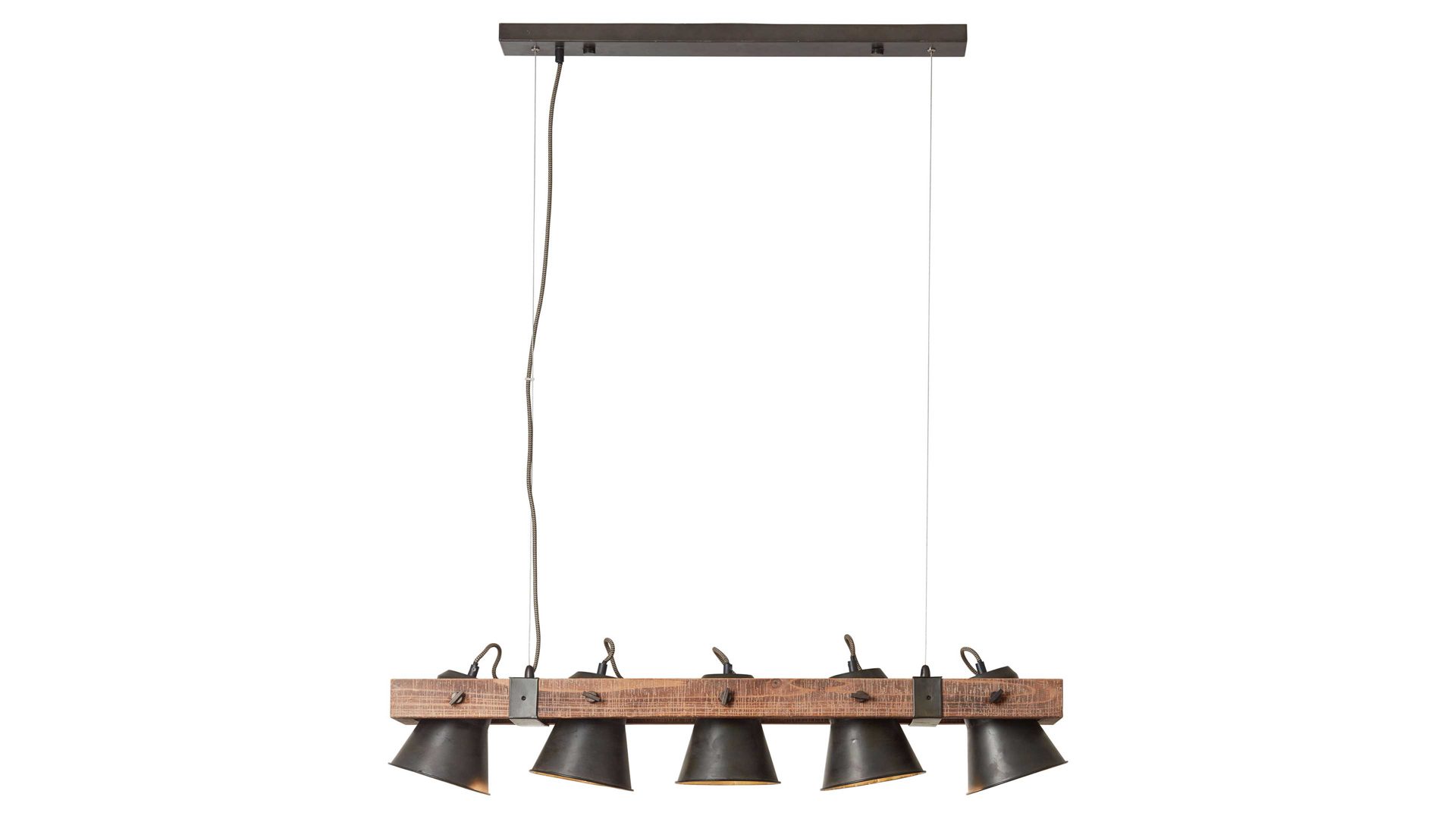 Pendelleuchte Brilliant aus Metall in Schwarz Brilliant Pendellampe Plow schwarzer Stahl & Holz – Länge ca. 95 cm