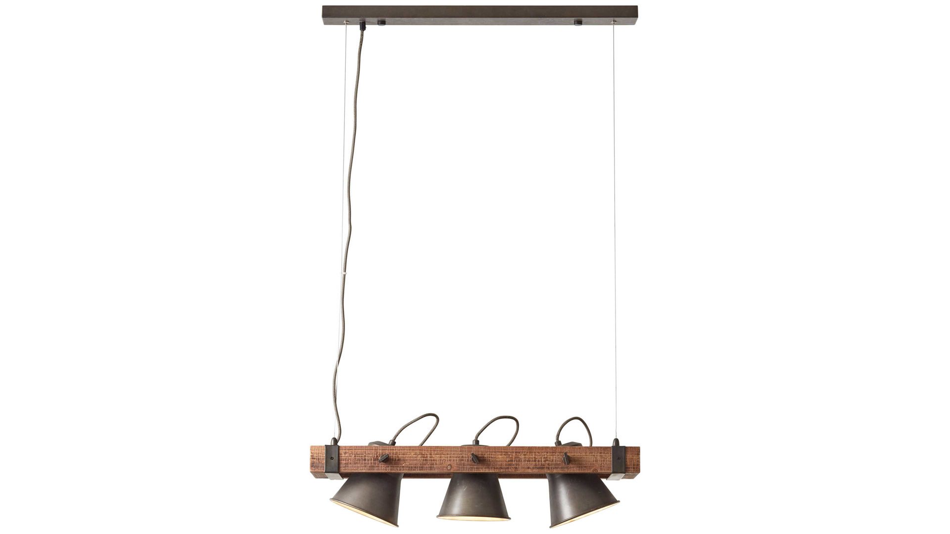 Pendelleuchte Brilliant aus Metall in Schwarz Brilliant Pendellampe Plow schwarzer Stahl & Holz – Länge ca. 70 cm