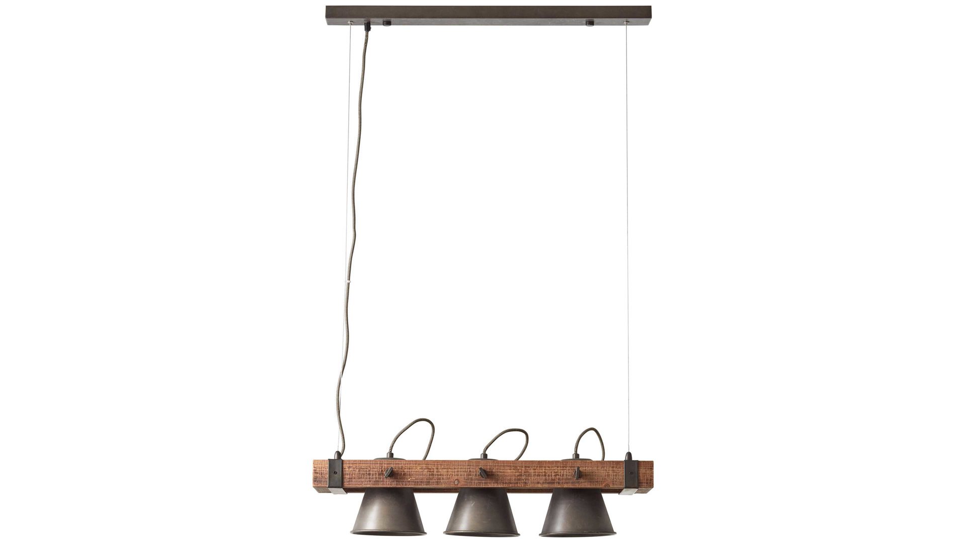 Pendelleuchte Brilliant aus Metall in Schwarz Brilliant Pendellampe Plow schwarzer Stahl & Holz – Länge ca. 70 cm