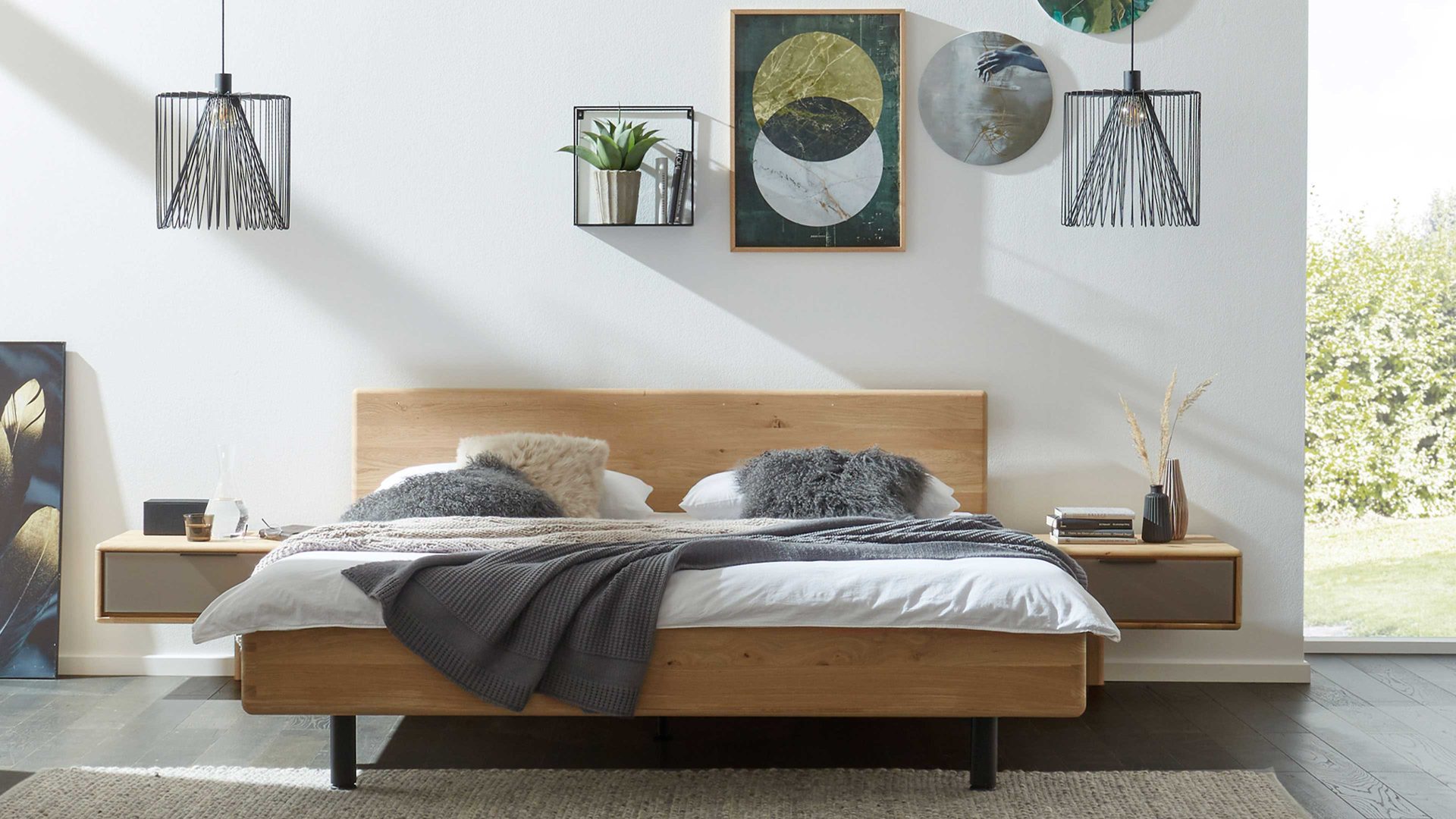 Komplettzimmer Interliving aus Holz in Holzfarben Interliving Schlafzimmer Serie 1015 – Komplettzimmer Wildeiche – vierteilig, fünftürig