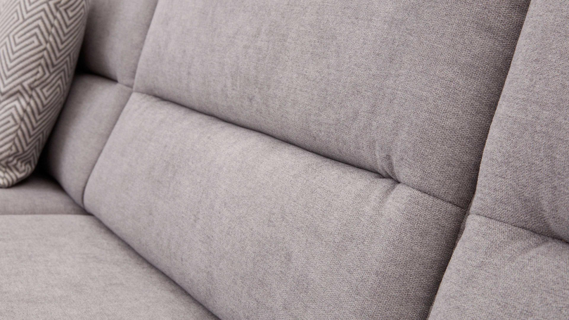 Ecksofa Interliving aus Stoff in Grau Interliving Sofa Serie 4305 – Wohnlandschaft mit Federkern silberfarbene Chenille Miro – Stellfläche ca. 258 x 326 cm